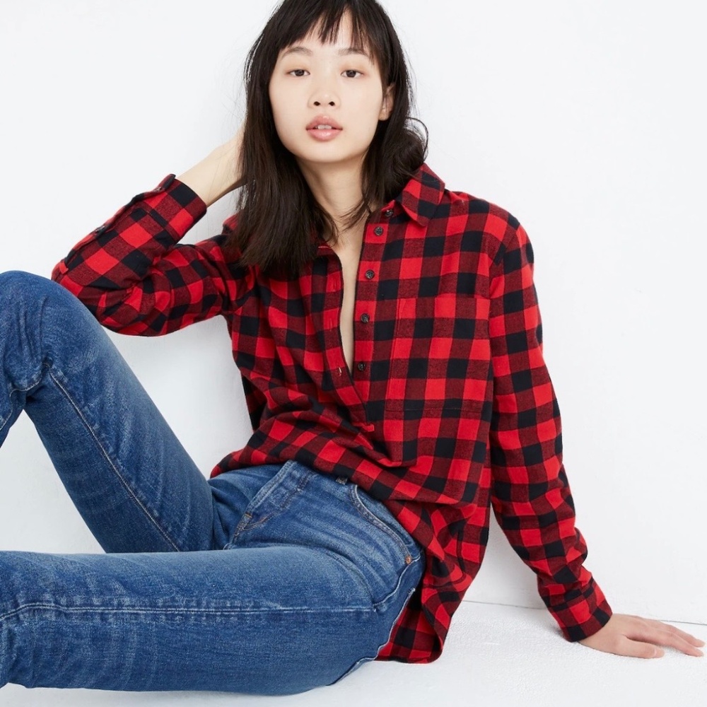 New with tags NWT Madewell pop over shirt in Buffalo check plaid size large L
